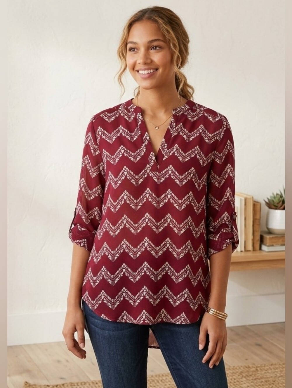 Ultra Flirt Size Large 3/4 Sleeve Top